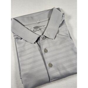 Nike Golf Polo Dri-fit Standard Fit Gray Stripes Short Sleeve Mens Size XL